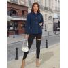 imageMAGCOMSEN Womens Sherpa Fleece Jackets Fuzzy Warm Winter Jackets Button Down Coat Long Sleeve Outwear with PocketsDark Blue