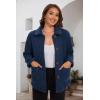 imageMAGCOMSEN Womens Sherpa Fleece Jackets Fuzzy Warm Winter Jackets Button Down Coat Long Sleeve Outwear with PocketsDark Blue