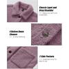 imageMAGCOMSEN Womens Sherpa Fleece Jackets Fuzzy Warm Winter Jackets Button Down Coat Long Sleeve Outwear with PocketsGrey Purple