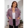 imageMAGCOMSEN Womens Sherpa Fleece Jackets Fuzzy Warm Winter Jackets Button Down Coat Long Sleeve Outwear with PocketsGrey Purple