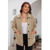 imageMAGCOMSEN Womens Sherpa Fleece Jackets Fuzzy Warm Winter Jackets Button Down Coat Long Sleeve Outwear with PocketsKhaki