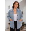 imageMAGCOMSEN Womens Sherpa Fleece Jackets Fuzzy Warm Winter Jackets Button Down Coat Long Sleeve Outwear with PocketsLight Gray