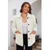 imageMAGCOMSEN Womens Sherpa Fleece Jackets Fuzzy Warm Winter Jackets Button Down Coat Long Sleeve Outwear with PocketsOffwhite