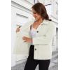 imageMAGCOMSEN Womens Sherpa Fleece Jackets Fuzzy Warm Winter Jackets Button Down Coat Long Sleeve Outwear with PocketsOffwhite