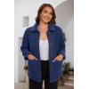imageMAGCOMSEN Womens Sherpa Fleece Jackets Fuzzy Warm Winter Jackets Button Down Coat Long Sleeve Outwear with PocketsTreasure Blue