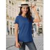 imageMAGCOMSEN Womens TShirts Cotton ShortSleeve Shirts CrewNeck Tees ClassicFit Breathable Casual Summer TopsDark Blue Heather