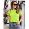 imageMAGCOMSEN Womens TShirts Cotton ShortSleeve Shirts CrewNeck Tees ClassicFit Breathable Casual Summer TopsFluorescent Green