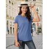 imageMAGCOMSEN Womens TShirts Cotton ShortSleeve Shirts CrewNeck Tees ClassicFit Breathable Casual Summer TopsGray Blue Heather