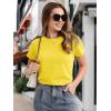imageMAGCOMSEN Womens TShirts Cotton ShortSleeve Shirts CrewNeck Tees ClassicFit Breathable Casual Summer TopsYellow