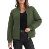 imageMAGCOMSEN Womens Diamond Quilted Jackets Lightweight Casual Bomber Jacket Warm Cotton Padded Coats with 2 PocketsArmy Green