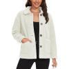 imageMAGCOMSEN Womens Sherpa Fleece Jackets Fuzzy Warm Winter Jackets Button Down Coat Long Sleeve Outwear with PocketsOffwhite