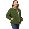 imageMAGCOMSEN Womens Corduroy Jacket Sherpa Fleece Lined Warm Winter Coat Button Down Casual Jacket with PocketsArmy Green