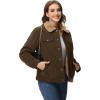 imageMAGCOMSEN Womens Corduroy Jacket Sherpa Fleece Lined Warm Winter Coat Button Down Casual Jacket with PocketsCoffee