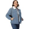 imageMAGCOMSEN Womens Corduroy Jacket Sherpa Fleece Lined Warm Winter Coat Button Down Casual Jacket with PocketsLight Blue