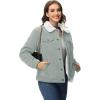 imageMAGCOMSEN Womens Corduroy Jacket Sherpa Fleece Lined Warm Winter Coat Button Down Casual Jacket with PocketsLight Grey