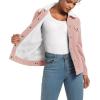 imageMAGCOMSEN Womens Corduroy Jacket Sherpa Fleece Lined Warm Winter Coat Button Down Casual Jacket with PocketsLight Pink