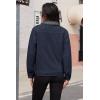 imageMAGCOMSEN Womens Corduroy Jacket Sherpa Fleece Lined Warm Winter Coat Button Down Casual Jacket with PocketsNavy