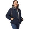 imageMAGCOMSEN Womens Corduroy Jacket Sherpa Fleece Lined Warm Winter Coat Button Down Casual Jacket with PocketsNavy