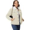 imageMAGCOMSEN Womens Corduroy Jacket Sherpa Fleece Lined Warm Winter Coat Button Down Casual Jacket with PocketsWhite