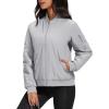 imageMAGCOMSEN Womens Winter Bomber Jacket Casual Basic Zip Up Padded Coats Water Resistant Long Sleeve Outwear with PocketsLight Grey