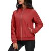 imageMAGCOMSEN Womens Winter Bomber Jacket Casual Basic Zip Up Padded Coats Water Resistant Long Sleeve Outwear with PocketsOrange Red