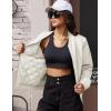 imageMAGCOMSEN Womens Winter Bomber Jacket Casual Basic Zip Up Padded Coats Water Resistant Long Sleeve Outwear with PocketsWhite