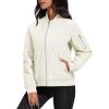 imageMAGCOMSEN Womens Winter Bomber Jacket Casual Basic Zip Up Padded Coats Water Resistant Long Sleeve Outwear with PocketsWhite