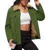 imageMAGCOMSEN Womens Corduroy Jacket Sherpa Fleece Lined Warm Winter Coat Button Down Casual Jacket with PocketsArmy Green