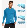 imageMAGCOMSEN Mens Hooded UPF 50 Sun Protection T Shirts Long Sleeve Athletic Fishing Shirts Rash GuardsBlue Green