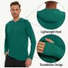 imageMAGCOMSEN Mens Hooded UPF 50 Sun Protection T Shirts Long Sleeve Athletic Fishing Shirts Rash GuardsEmerald Green