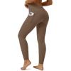 imageMAGCOMSEN Womens High Waisted Workout Leggings with Pockets Tummy Control 78 Yoga Pants Stretch Gym Athletic LeggingsDark Brown