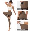 imageMAGCOMSEN Womens High Waisted Workout Leggings with Pockets Tummy Control 78 Yoga Pants Stretch Gym Athletic LeggingsDark Brown