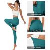 imageMAGCOMSEN Womens High Waisted Workout Leggings with Pockets Tummy Control 78 Yoga Pants Stretch Gym Athletic LeggingsEmerald Green