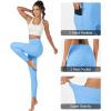 imageMAGCOMSEN Womens High Waisted Workout Leggings with Pockets Tummy Control 78 Yoga Pants Stretch Gym Athletic LeggingsLight Blue
