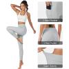 imageMAGCOMSEN Womens High Waisted Workout Leggings with Pockets Tummy Control 78 Yoga Pants Stretch Gym Athletic LeggingsLight Gray