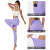 imageMAGCOMSEN Womens High Waisted Workout Leggings with Pockets Tummy Control 78 Yoga Pants Stretch Gym Athletic LeggingsLight Purple