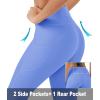 imageMAGCOMSEN Womens V Leggings with 3 Pockets Tummy Control Yoga Pants Hight Waisted Gym Workout Leggings for Spring AutumnAazure