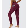 imageMAGCOMSEN Womens V Leggings with 3 Pockets Tummy Control Yoga Pants Hight Waisted Gym Workout Leggings for Spring AutumnBurgundy