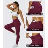 imageMAGCOMSEN Womens V Leggings with 3 Pockets Tummy Control Yoga Pants Hight Waisted Gym Workout Leggings for Spring AutumnBurgundy