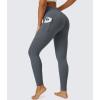 imageMAGCOMSEN Womens V Leggings with 3 Pockets Tummy Control Yoga Pants Hight Waisted Gym Workout Leggings for Spring AutumnDark Gray