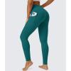 imageMAGCOMSEN Womens V Leggings with 3 Pockets Tummy Control Yoga Pants Hight Waisted Gym Workout Leggings for Spring AutumnEmerald Green