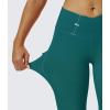 imageMAGCOMSEN Womens V Leggings with 3 Pockets Tummy Control Yoga Pants Hight Waisted Gym Workout Leggings for Spring AutumnEmerald Green