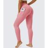 imageMAGCOMSEN Womens V Leggings with 3 Pockets Tummy Control Yoga Pants Hight Waisted Gym Workout Leggings for Spring AutumnGray Pink