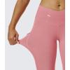 imageMAGCOMSEN Womens V Leggings with 3 Pockets Tummy Control Yoga Pants Hight Waisted Gym Workout Leggings for Spring AutumnGray Pink