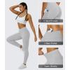 imageMAGCOMSEN Womens V Leggings with 3 Pockets Tummy Control Yoga Pants Hight Waisted Gym Workout Leggings for Spring AutumnLight Gray
