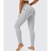 imageMAGCOMSEN Womens V Leggings with 3 Pockets Tummy Control Yoga Pants Hight Waisted Gym Workout Leggings for Spring AutumnLight Gray