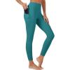 imageMAGCOMSEN Womens High Waisted Workout Leggings with Pockets Tummy Control 78 Yoga Pants Stretch Gym Athletic LeggingsEmerald Green