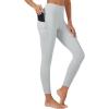 imageMAGCOMSEN Womens High Waisted Workout Leggings with Pockets Tummy Control 78 Yoga Pants Stretch Gym Athletic LeggingsLight Gray