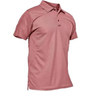 imageMAGCOMSEN Mens Polo Shirt Quick Dry Performance Short Sleeve Tactical Shirts Pique Jersey Golf ShirtGrey Pinkshort