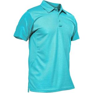 imageMAGCOMSEN Mens Polo Shirt Quick Dry Performance Short Sleeve Tactical Shirts Pique Jersey Golf ShirtIce Blueshort